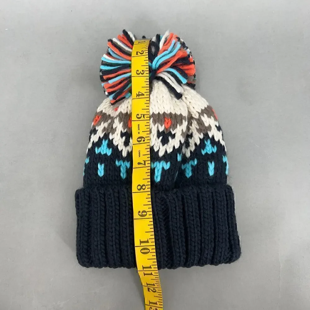 Beanie Fair Isle Knit Pom Pom Unisex One Size Cozy Nordic Scandinavian Snow - Picture 8 of 8